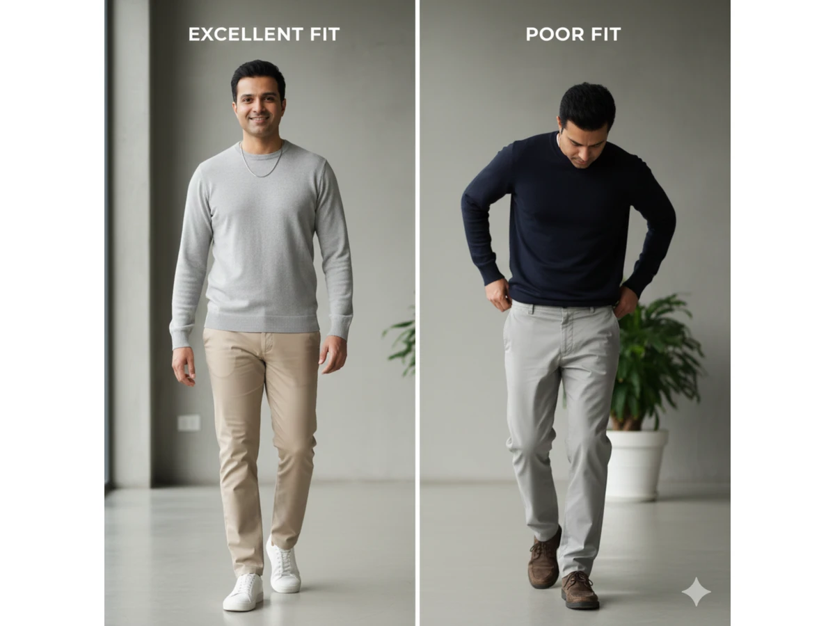 difference between well fitted and poorly fitted men clothing