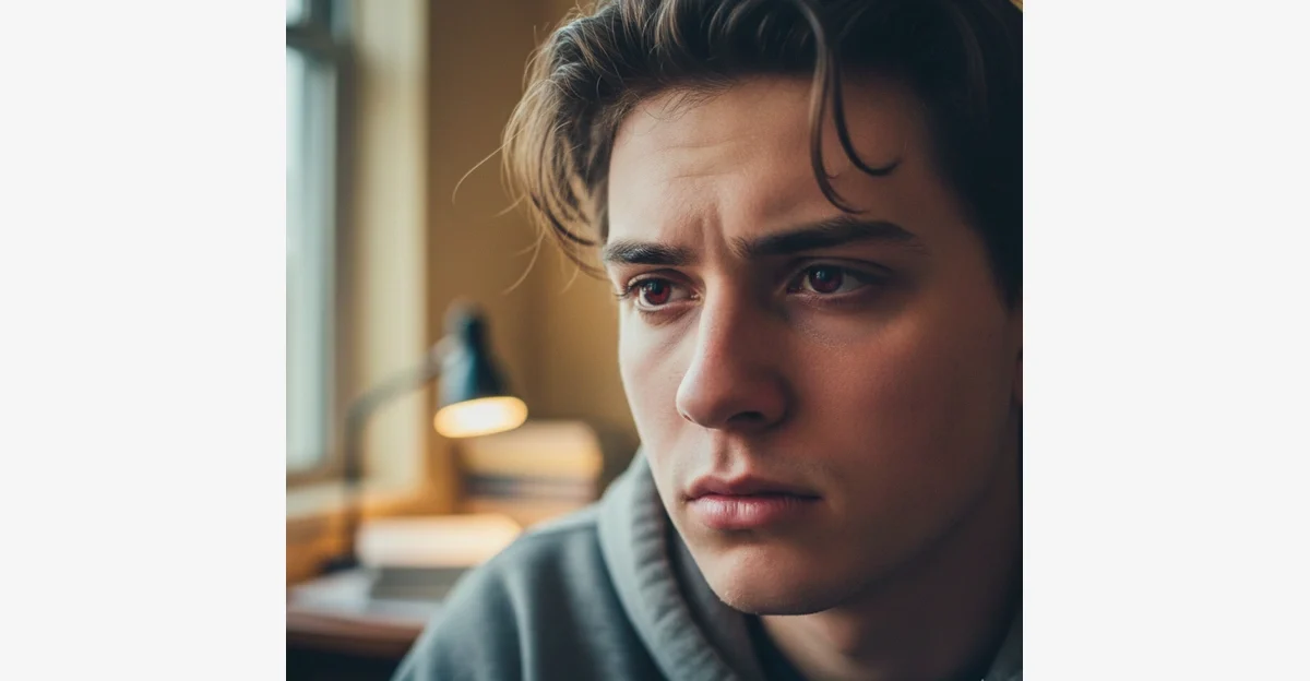 why is student stress increasing in 2026 shown through a close-up of a stressed college student thinking deeply